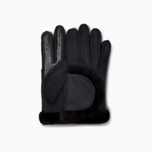 NWT UGG WOMEN'S SPILL‎ SEAM TECH ENABLED SUEDE SHEARLING GLOVES BLACK